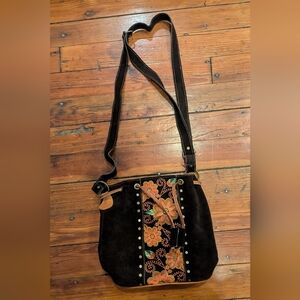 Hand-made Embroidered Suede Shoulder Bag
